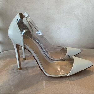 Gianvito Rossi White Leather and Clear PVC Heels